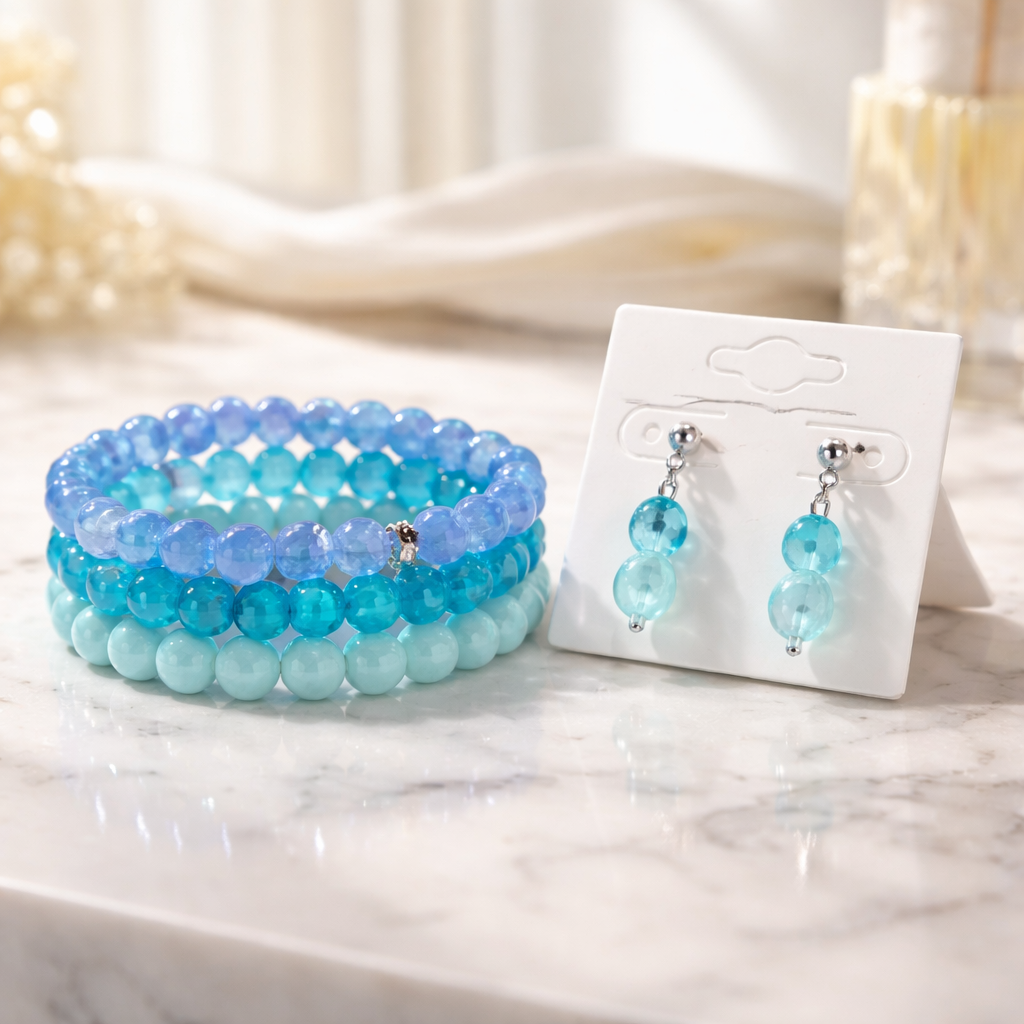 Glass beads bracelets with earring