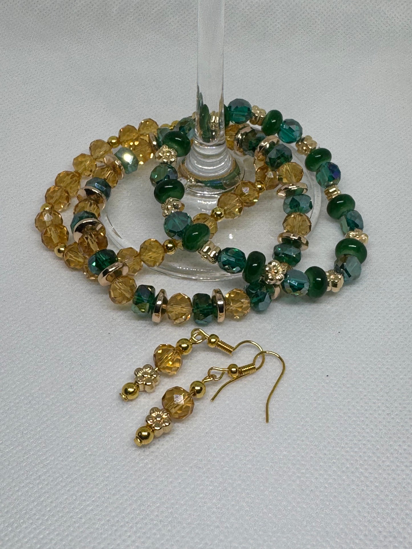 set of glass bead bracelets