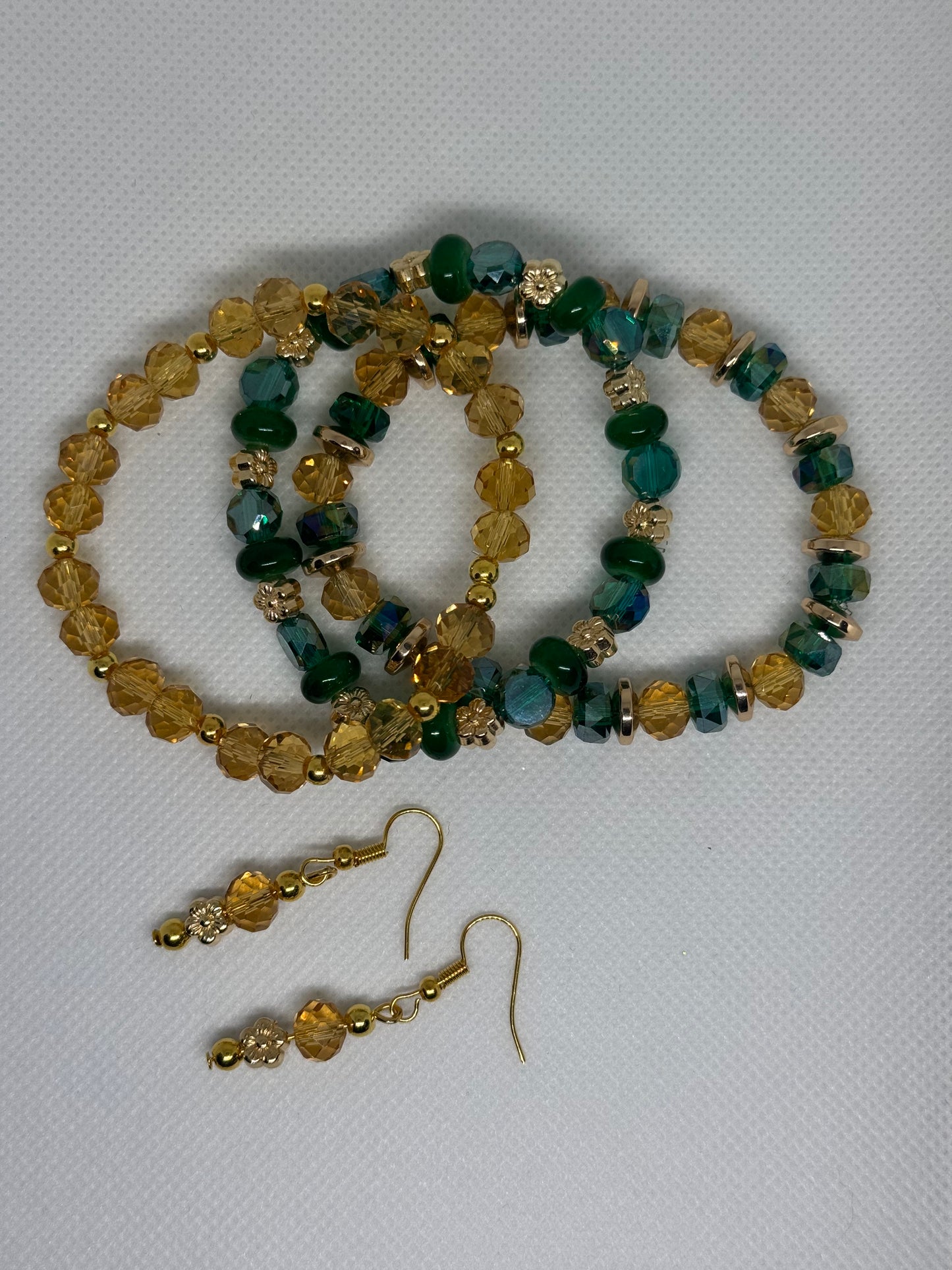 set of glass bead bracelets