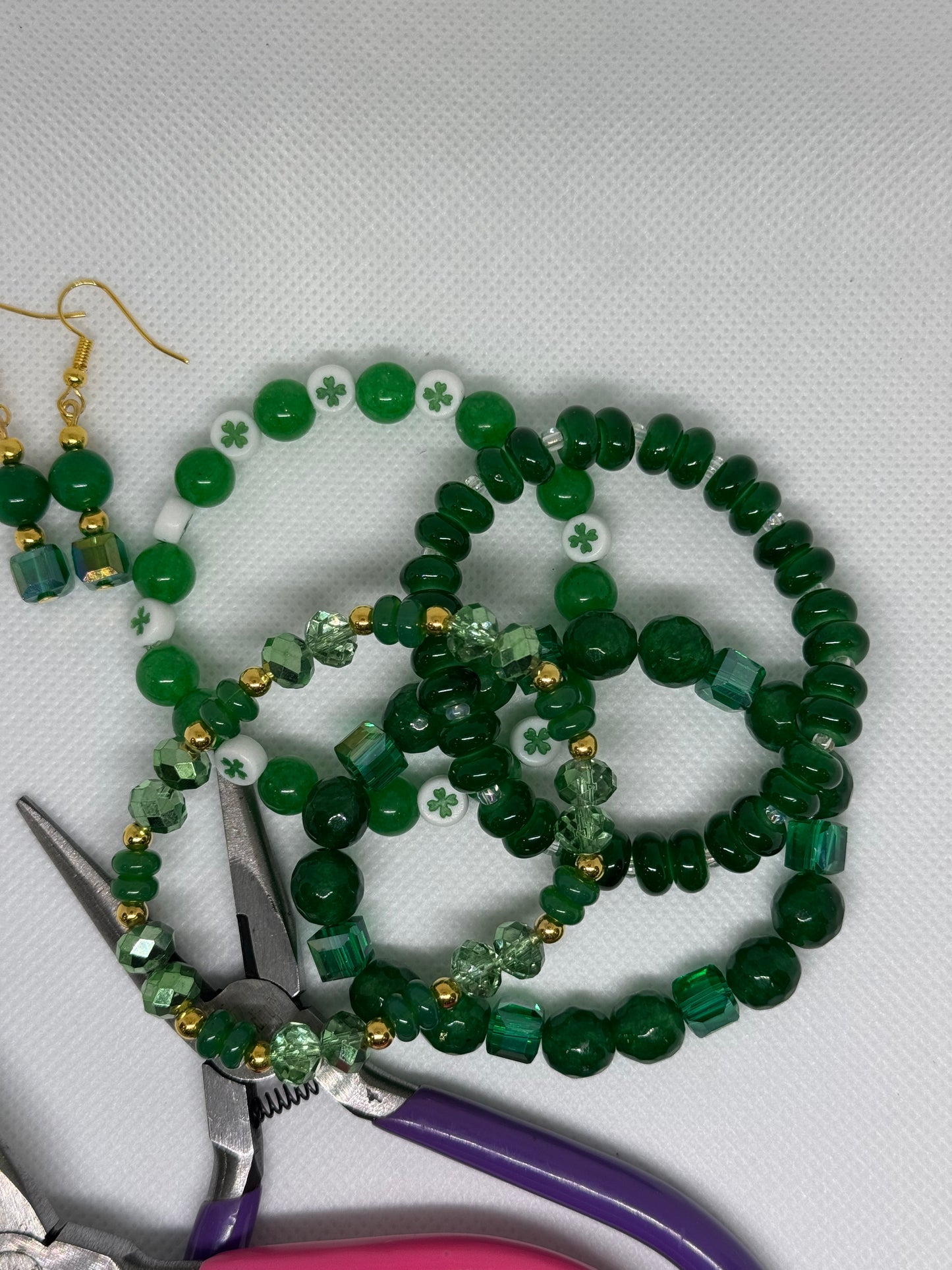set of glass bead bracelets