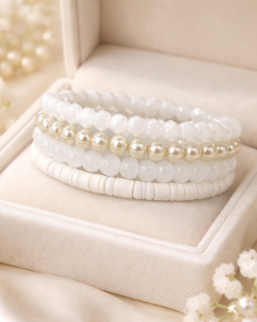 set of 4 white bracelets