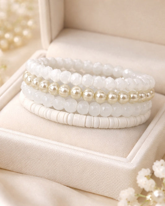 set of 4 white bracelets