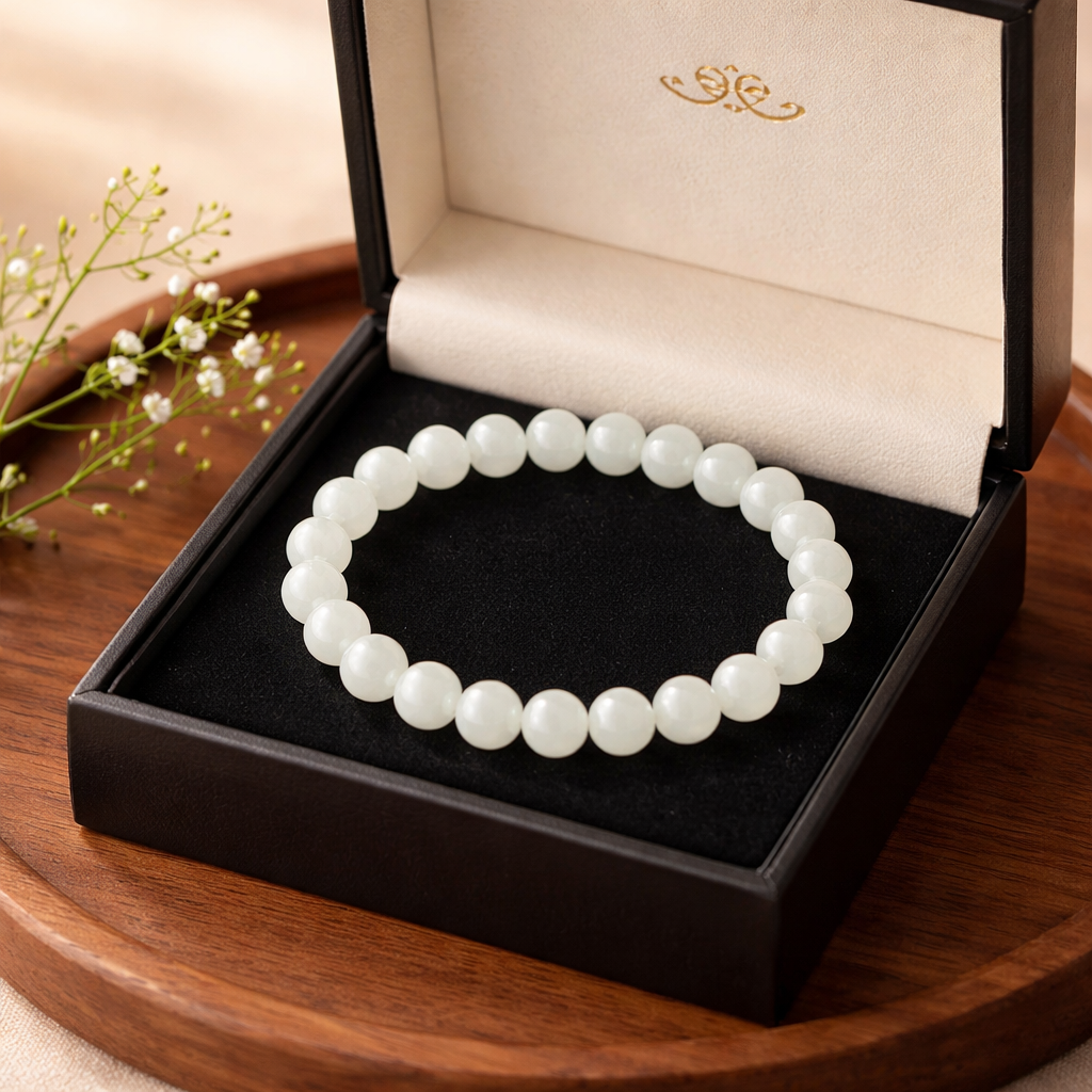 White glass beads bracelet